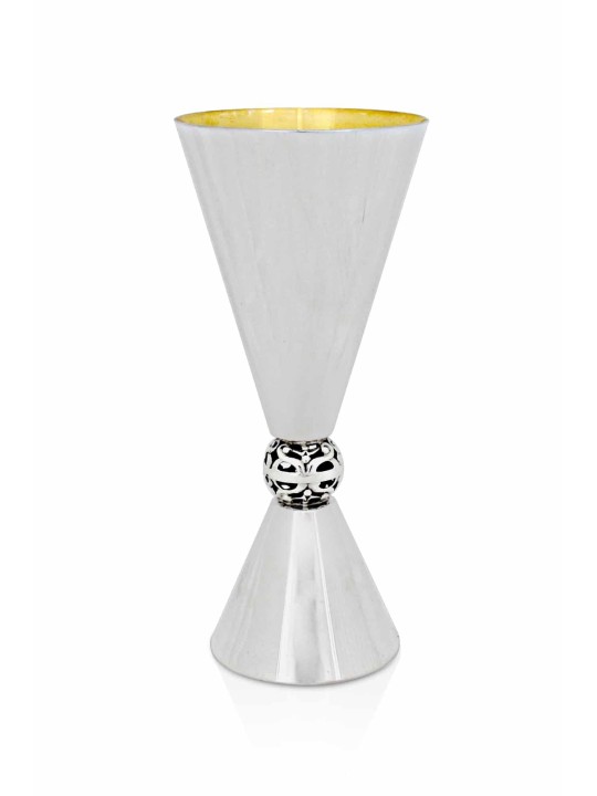 Coupe de Kiddush de forme conique avec boule en filigrane, coupes de Kiddush modernes,
