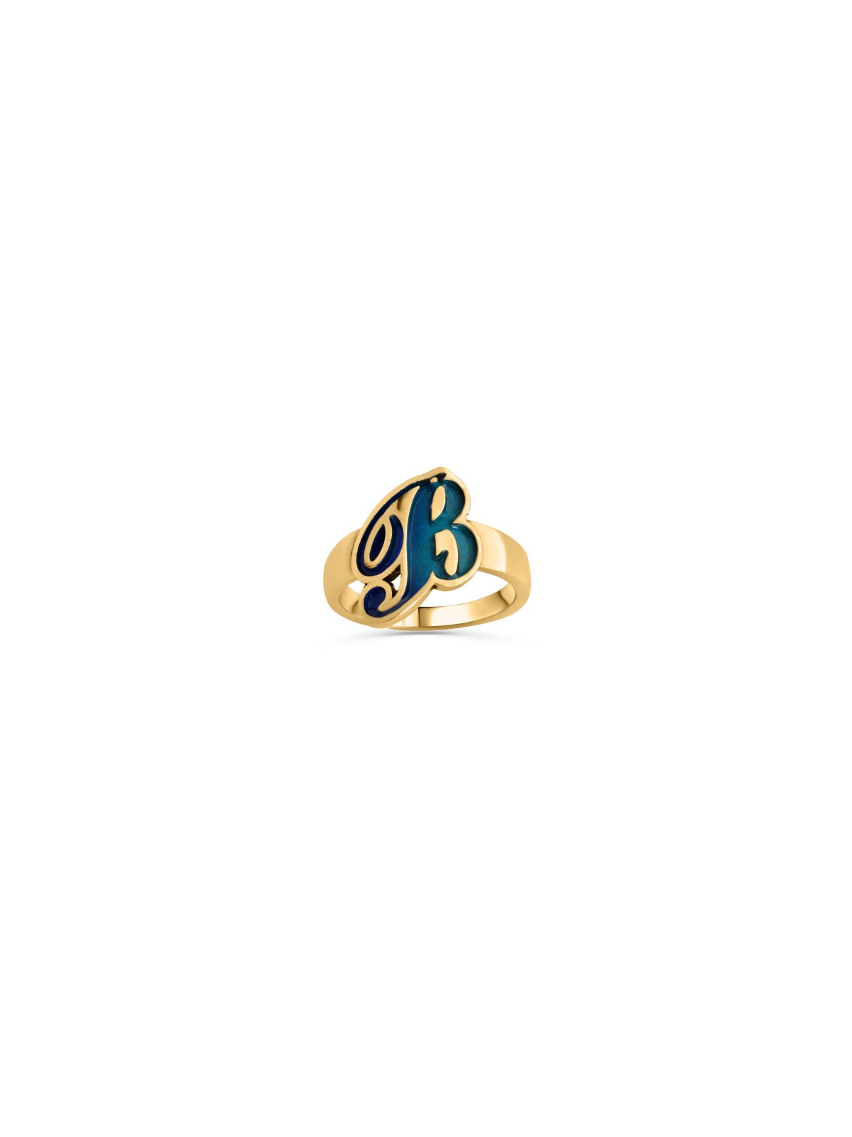 A Thick Enamel Colored Gold Name Letter Ring , Tu B'Av Gifts , Israeli