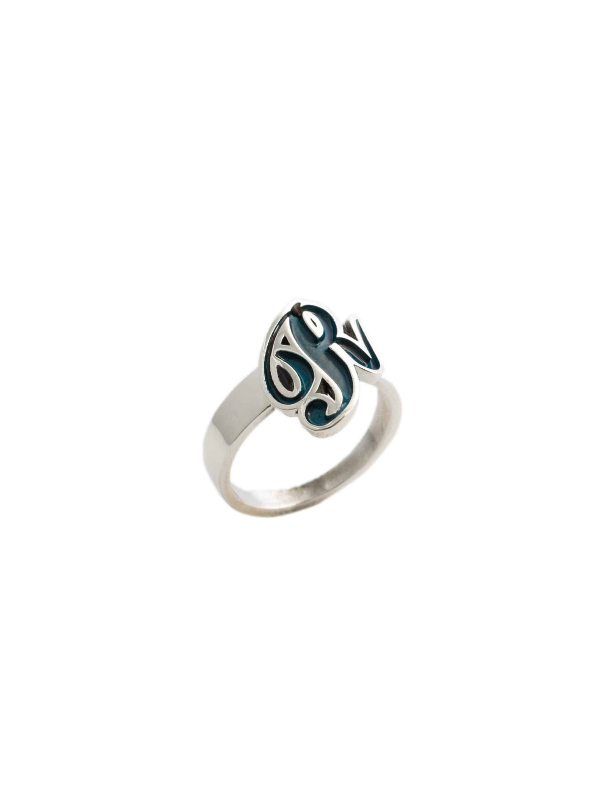 A Thick Enamel Colored Gold Name Letter Ring , Tu B'Av Gifts , Israeli