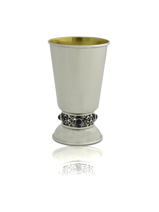 Coupe de Kiddouch en argent avec pierres d'améthyste naturelles, cadeaux de Pâque, Isr