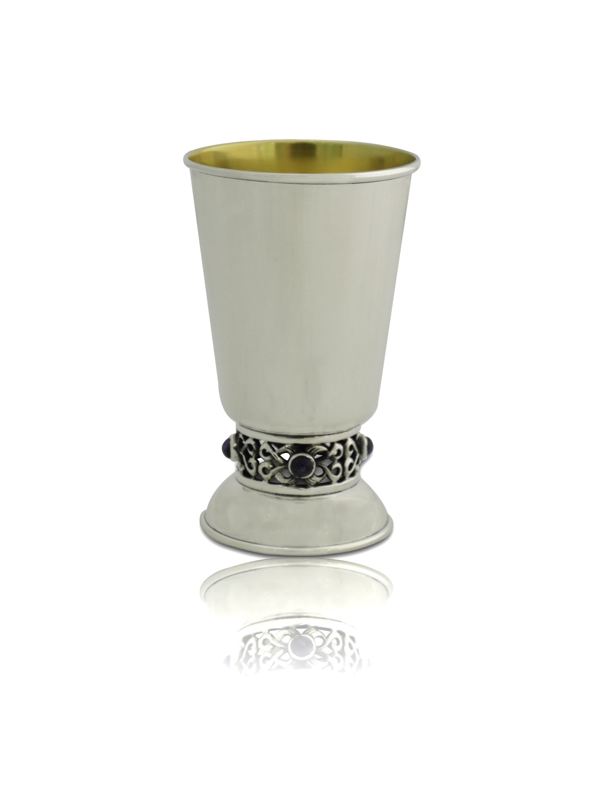 Coupe de Kiddouch en argent avec pierres d'améthyste naturelles, cadeaux de Pâque, Isr