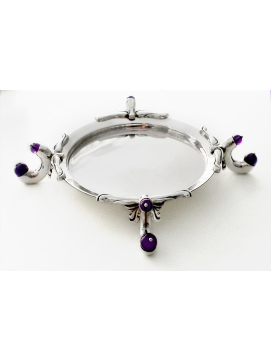 Coupe de Kiddouch en argent avec pierres d'améthyste naturelles, cadeaux de Pâque, Isr