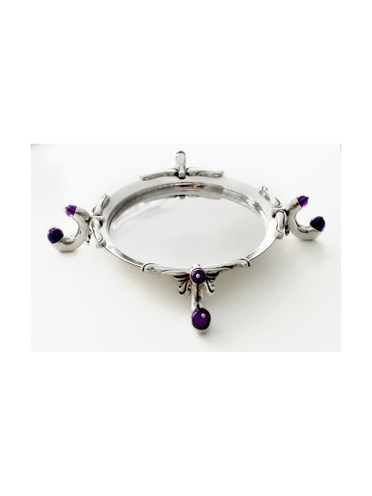 Coupe de Kiddouch en argent avec pierres d'améthyste naturelles, cadeaux de Pâque, Isr