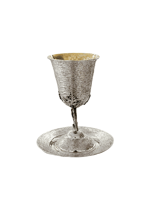 Hammered Sterling Silver Kiddush Set , Passover Gifts , Israeli Judaic