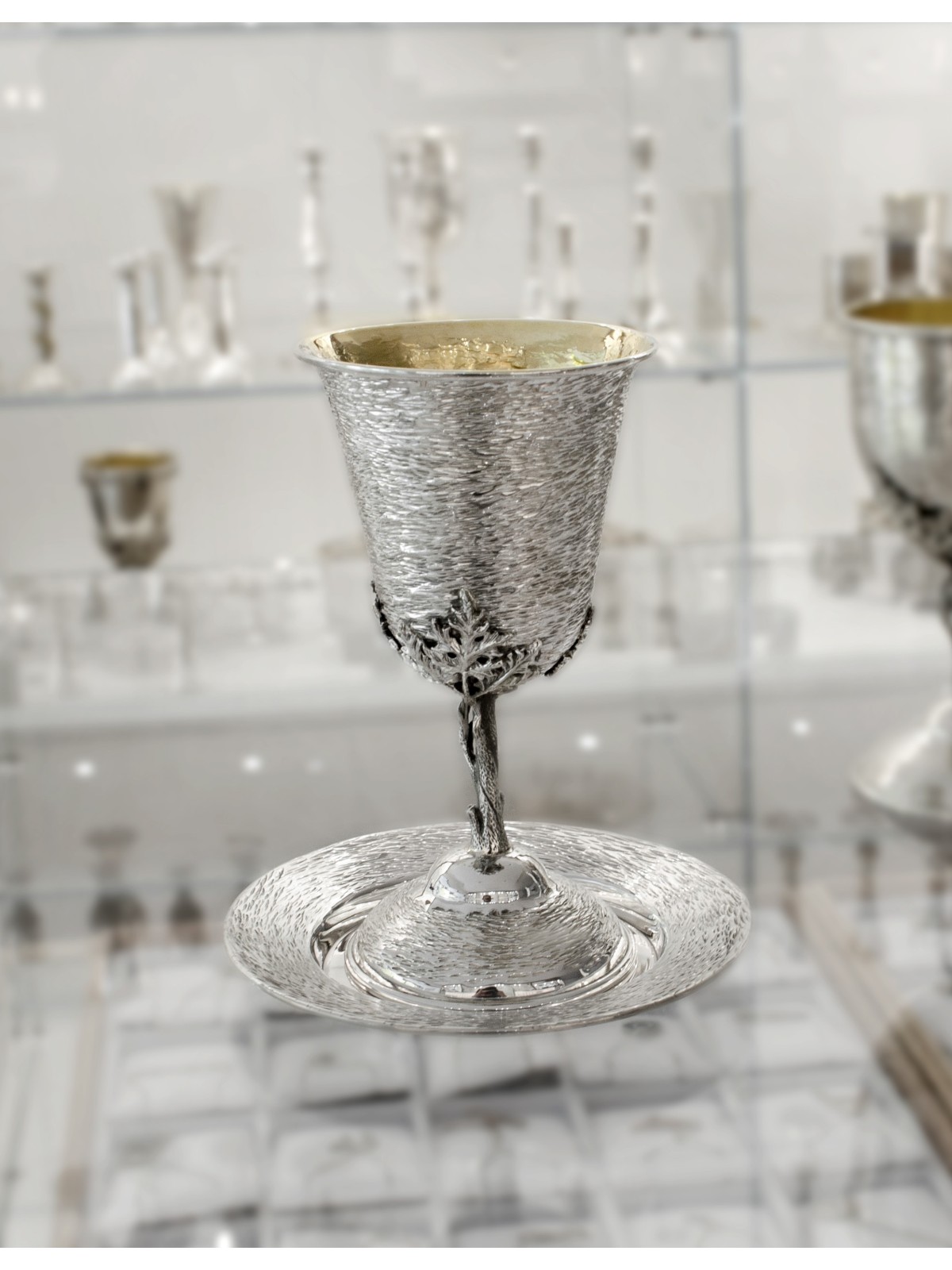 Ensemble Kiddush en argent sterling martelé, cadeaux de Pâque, judaïque israélien