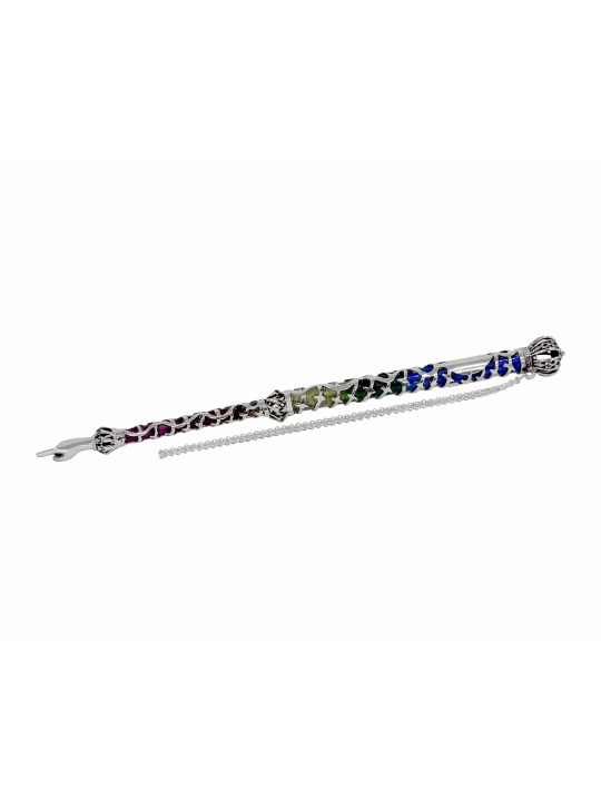 Silver Extra Large Colorful Torah Pointer , Shabbat Gifts , Israeli Ju