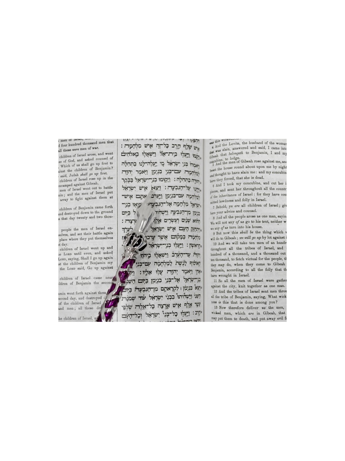Silver Extra Large Colorful Torah Pointer , Shabbat Gifts , Israeli Ju