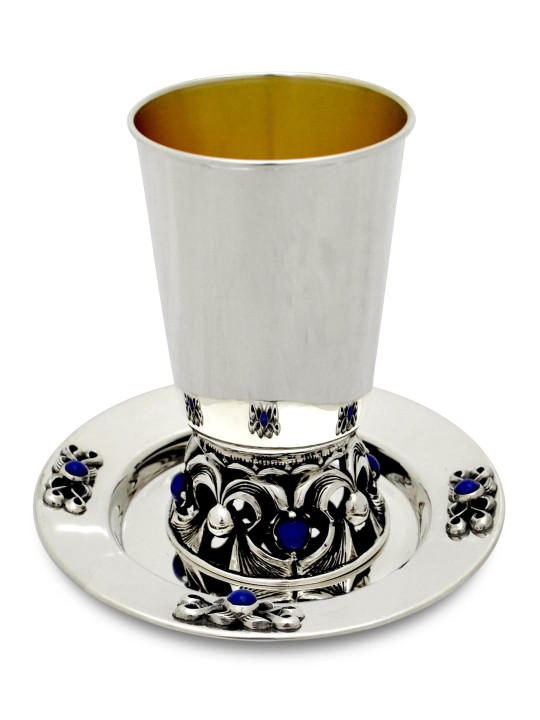 Wine Goblet with Lapis Lazuli Stones , Passover Gifts , Israeli Judaic