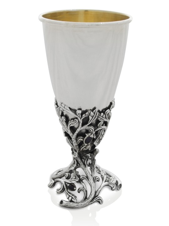 Extraordinary Kiddush Cup with Amethyst Stones , Passover Gifts , Isra