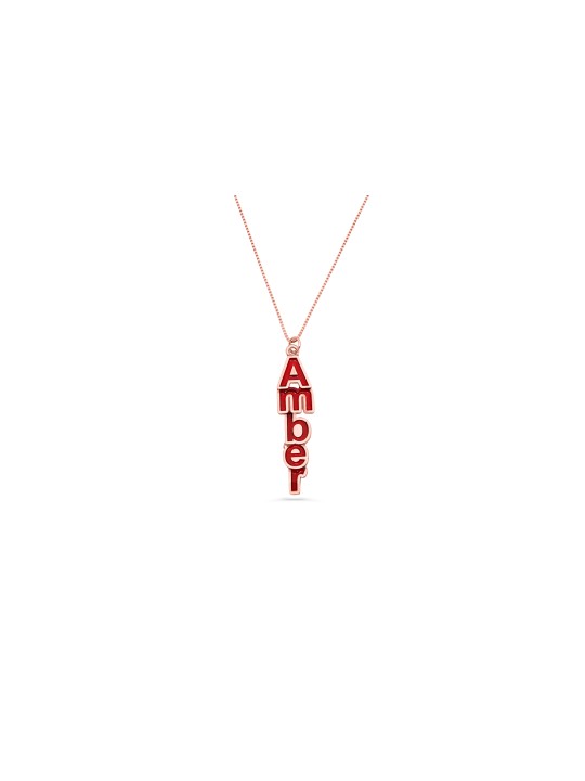 14K Gold 3D Name Necklace with Colorful Enamel , Colorful Name Necklac