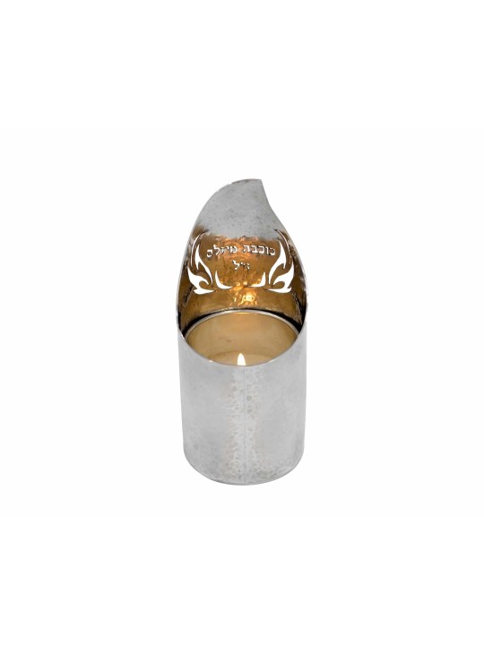 Bougeoir commémoratif martelé par argent fait sur commande, bougie d'argent sterling