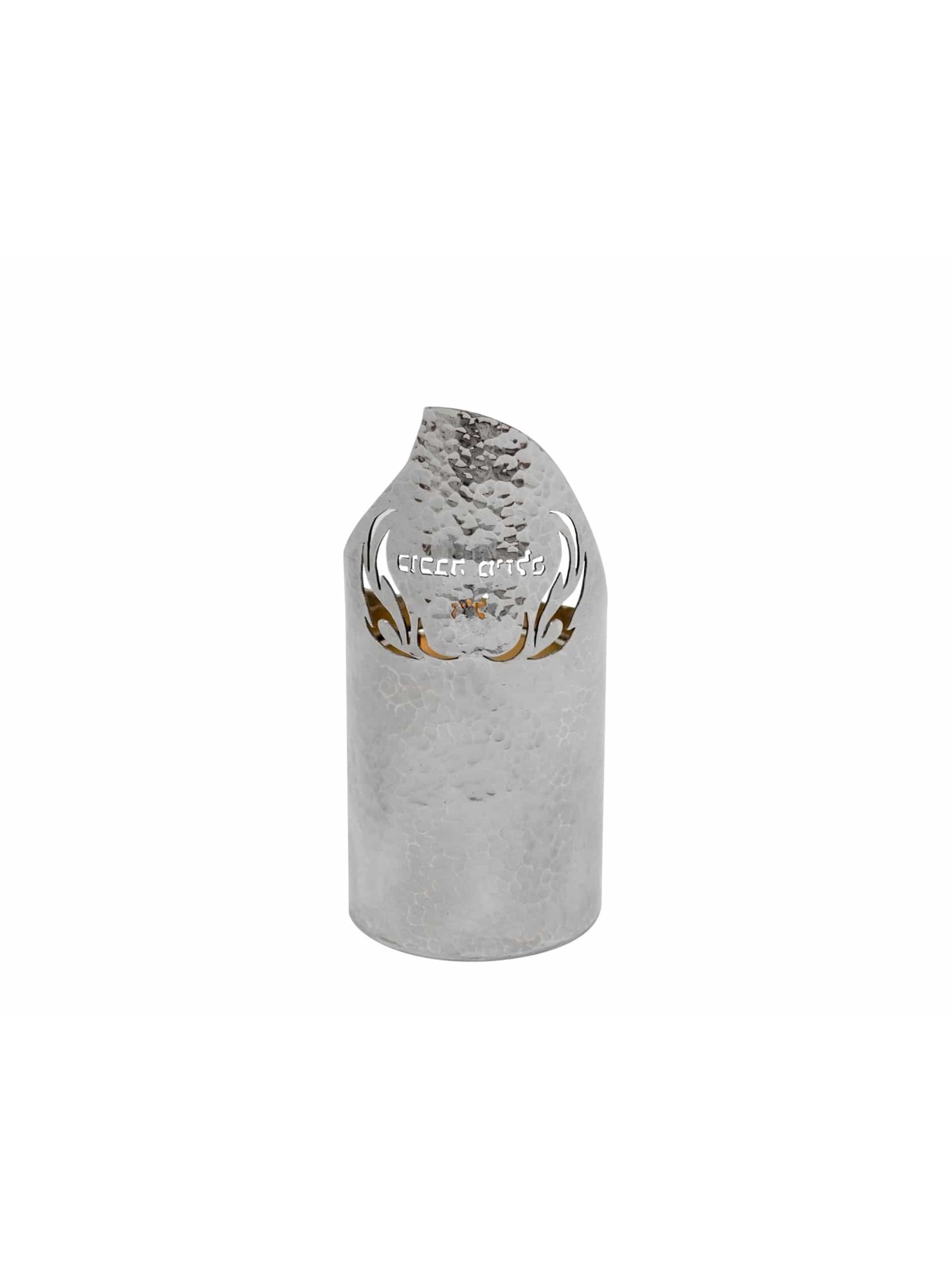 Custom Silver Hammered Memorial Candle Holder , Sterling Silver Candle