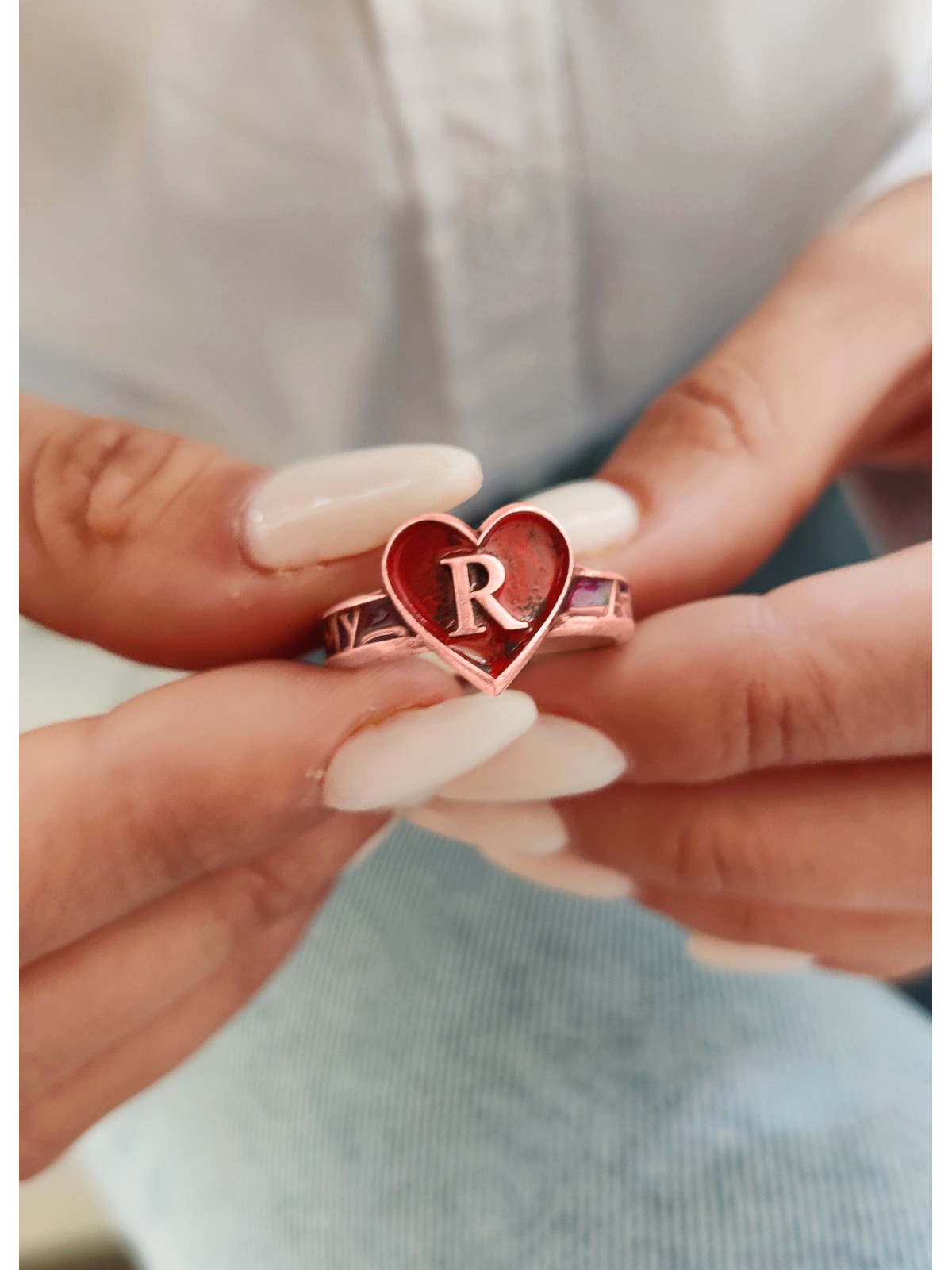 Cœur en or 14 carats et bague d’amour initiale, cadeaux Tu B’Av, Judaica israélienne