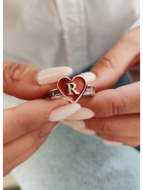 Cœur en or 14 carats et bague d’amour initiale, cadeaux Tu B’Av, Judaica israélienne