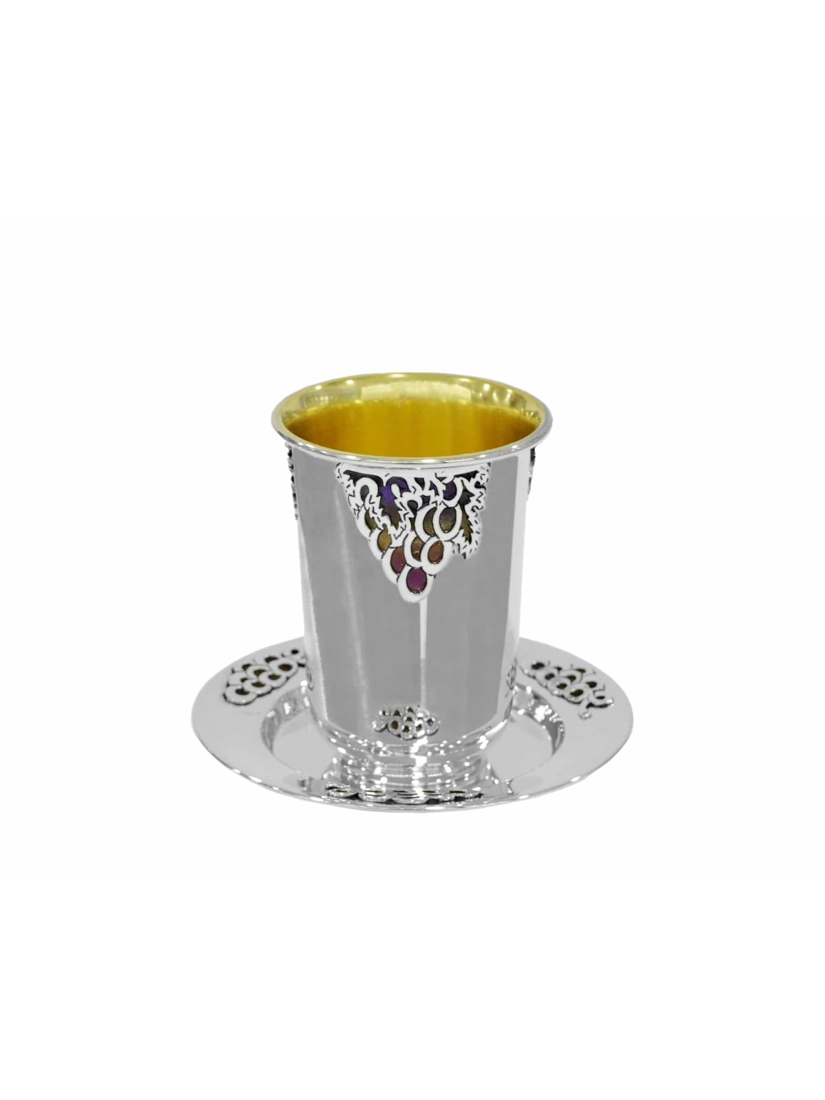 Unique Grapes Kiddush Set with Colorful Cold Ename , Modern Kiddush Cu