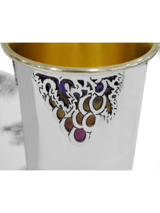 Ensemble de Kiddush aux raisins uniques avec émail froid coloré, Kiddush Cu moderne