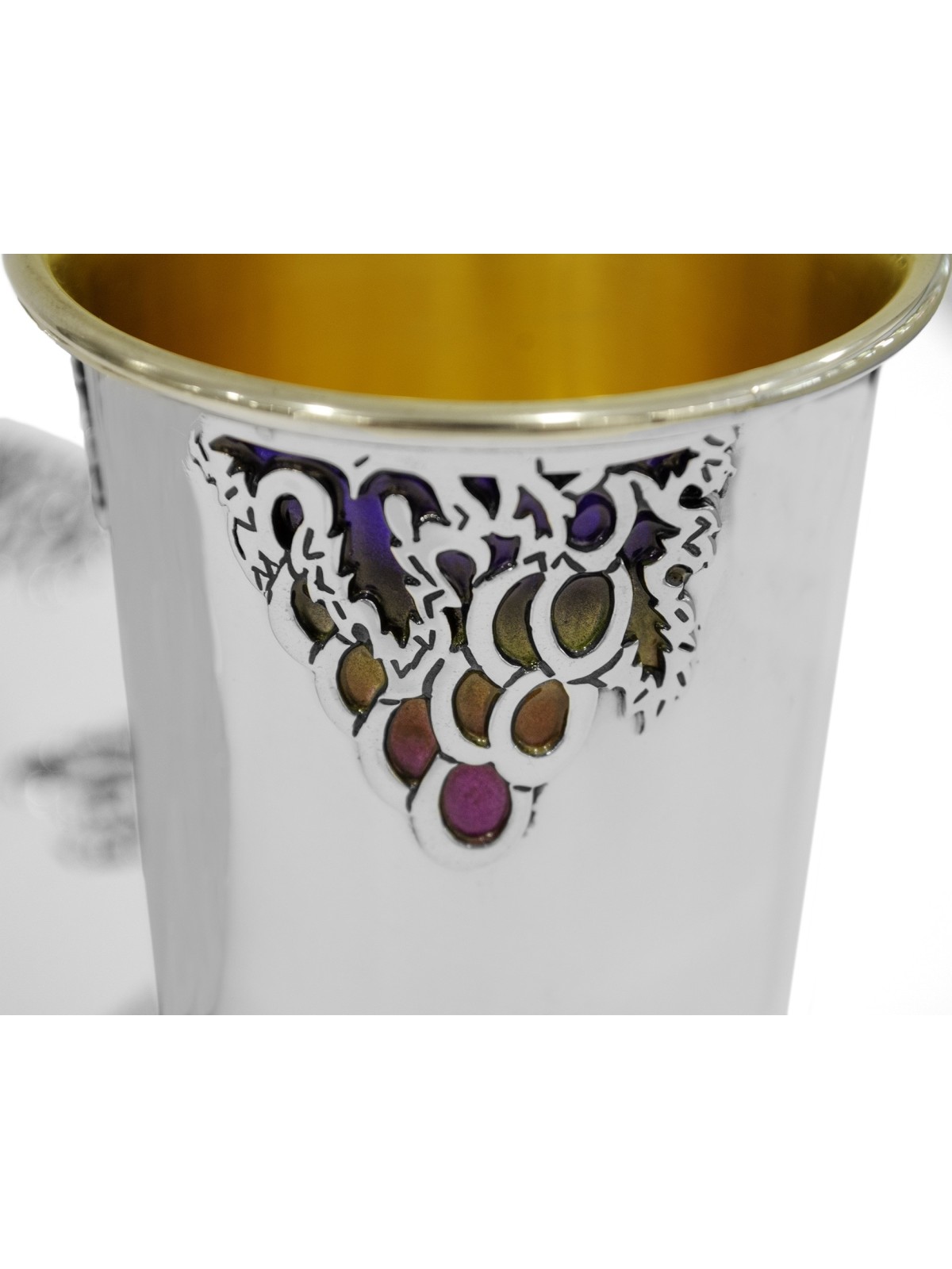 Unique Grapes Kiddush Set with Colorful Cold Ename , Modern Kiddush Cu