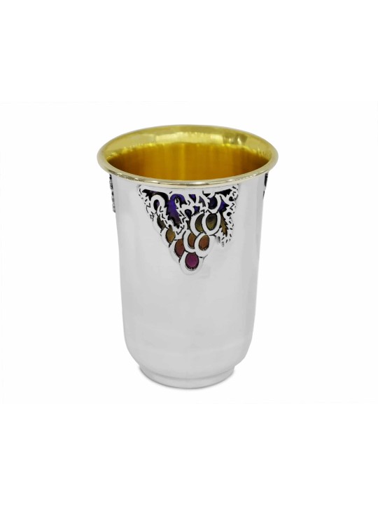 Ensemble de Kiddush aux raisins uniques avec émail froid coloré, Kiddush Cu moderne
