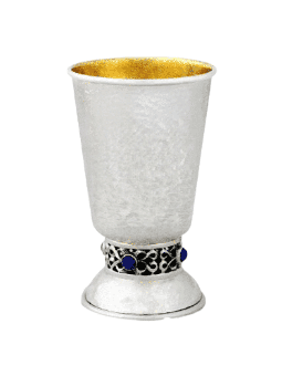 Unique 925 Sterling Silver Hammered Kiddush Cup , Passover Gifts , Isr