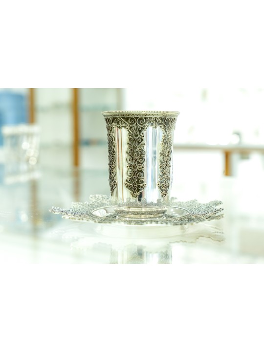 Coupe de Kiddouch en argent avec filigrane unique, cadeaux de Pâque, Jud israélien
