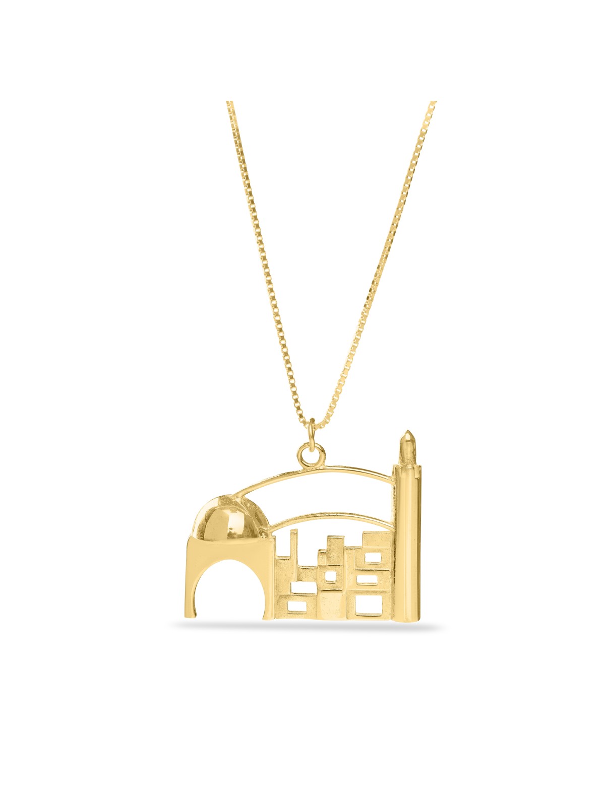 Collier de Jérusalem personnalisé en Yelllo 14K, bijoux de Jérusalem