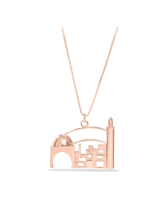 Collier de Jérusalem personnalisé en Yelllo 14K, bijoux de Jérusalem