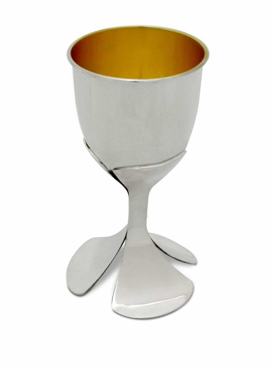 Sterling Silver Modern Floral Kiddush Cup , Modern Kiddush Cups , Isra