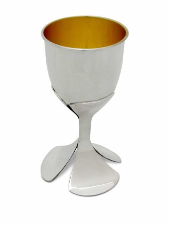 Sterling Silver Modern Floral Kiddush Cup , Modern Kiddush Cups , Isra