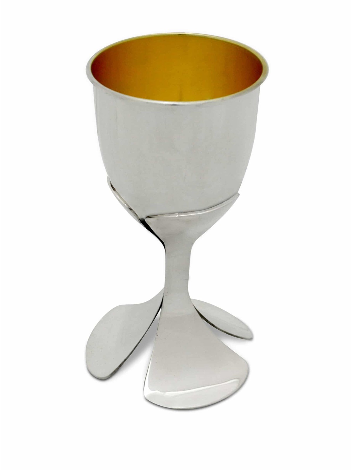 Coupe de Kiddouche florale moderne en argent sterling, Coupes de Kiddouche modernes, Isra