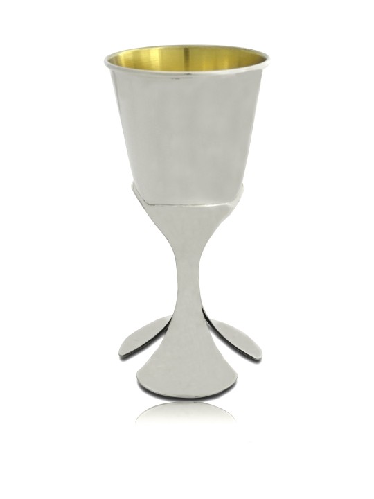 Sterling Silver Modern Floral Kiddush Cup , Modern Kiddush Cups , Isra