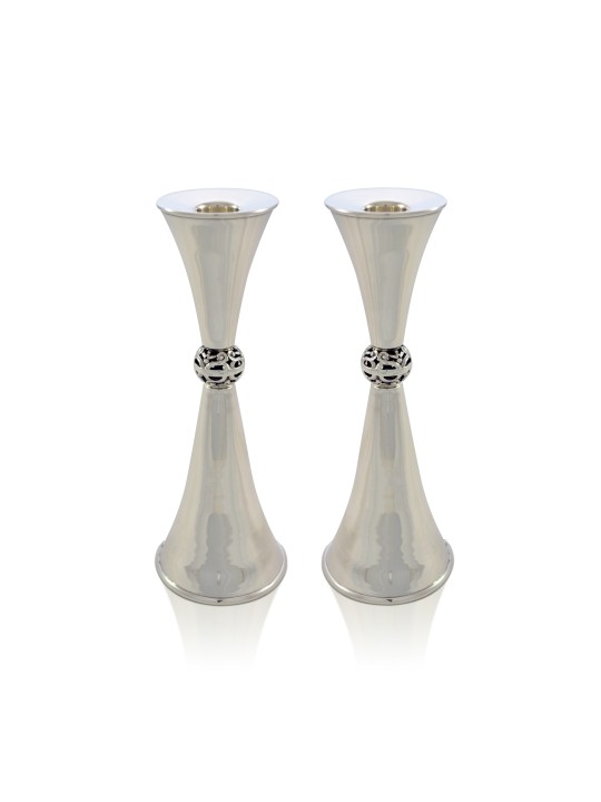 Shabbat Candlesticks With Custom Tray , Sterling Silver Candlesticks ,