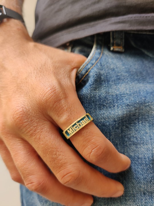 Bague en or avec nom personnalisé émaillé audacieuse, cadeaux Tu B'Av, Judaica israélienne