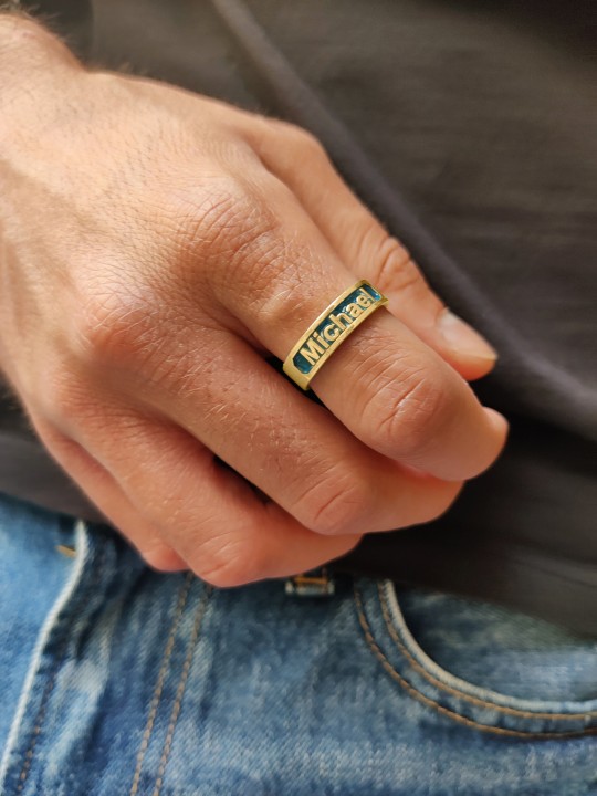 Bague en or avec nom personnalisé émaillé audacieuse, cadeaux Tu B'Av, Judaica israélienne