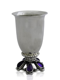 Ensemble de Kiddush en pierre d’améthyste en argent sterling, cadeaux de Pâque, israélien