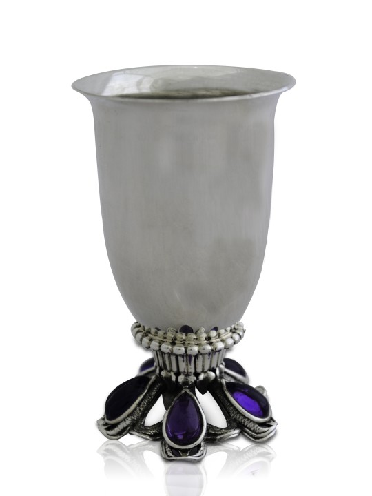 Ensemble de Kiddush en pierre d’améthyste en argent sterling, cadeaux de Pâque, israélien