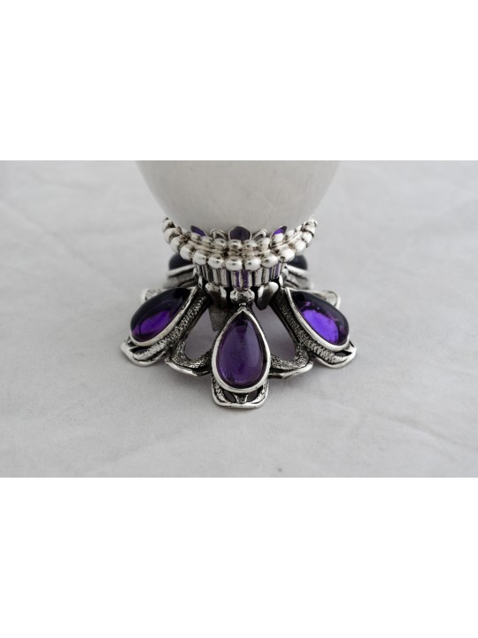 Ensemble de Kiddush en pierre d’améthyste en argent sterling, cadeaux de Pâque, israélien