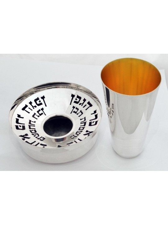 Ensemble de Kiddush personnalisé en argent sterling 925, tasses de Kiddush modernes, I