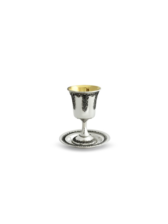 Stunning Sterling Silver Kiddush Set Filigree , Passover Gifts , Israe