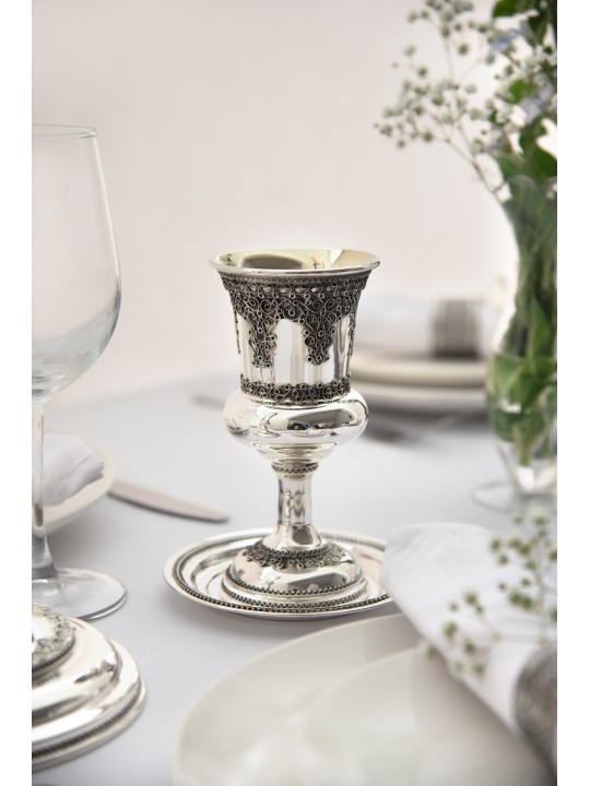 Sterling Silver Classic Filigree Elijah Kiddush Cu , Cadeaux de Pâque ,