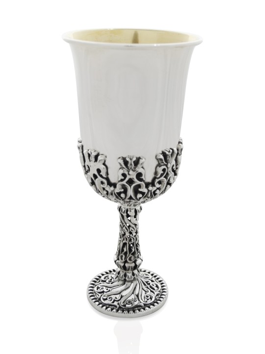 XL Sterling Silver Filigree Kiddush Cup , Passover Gifts , Israeli Jud