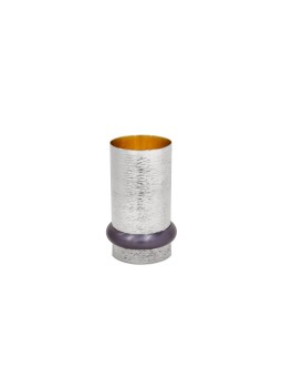Hammered Kiddush Cup with Unique Colorful Ring , Modern Kiddush Cups ,