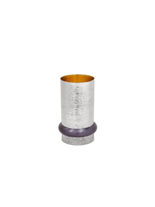 Hammered Kiddush Cup with Unique Colorful Ring , Modern Kiddush Cups ,