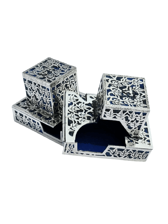 Unique Personalized Tefillin Covers with Blue Enam , Tefillin and Tefi