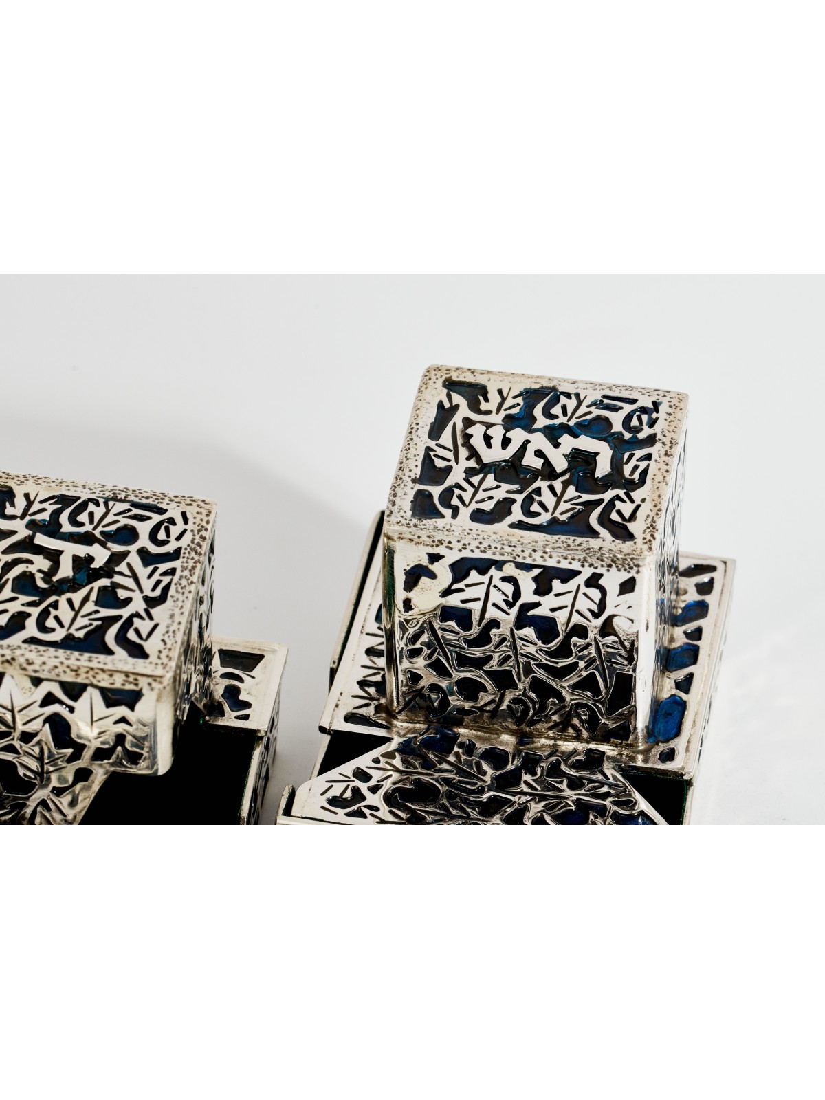 Unique Personalized Tefillin Covers with Blue Enam , Tefillin and Tefi