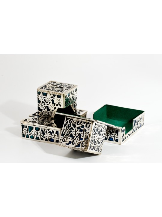 Unique Personalized Tefillin Covers with Blue Enam , Tefillin and Tefi