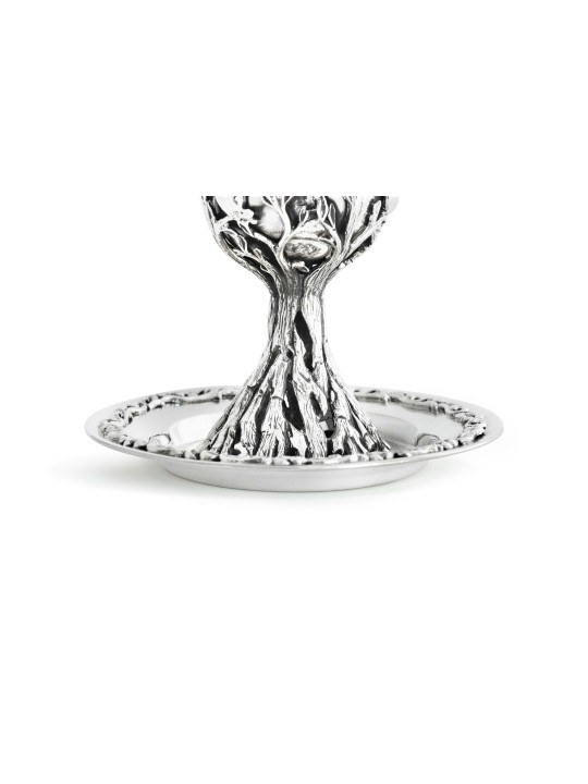 Kiddush Cup and Plate with Leaves Design , Passover Gifts , Israeli Ju