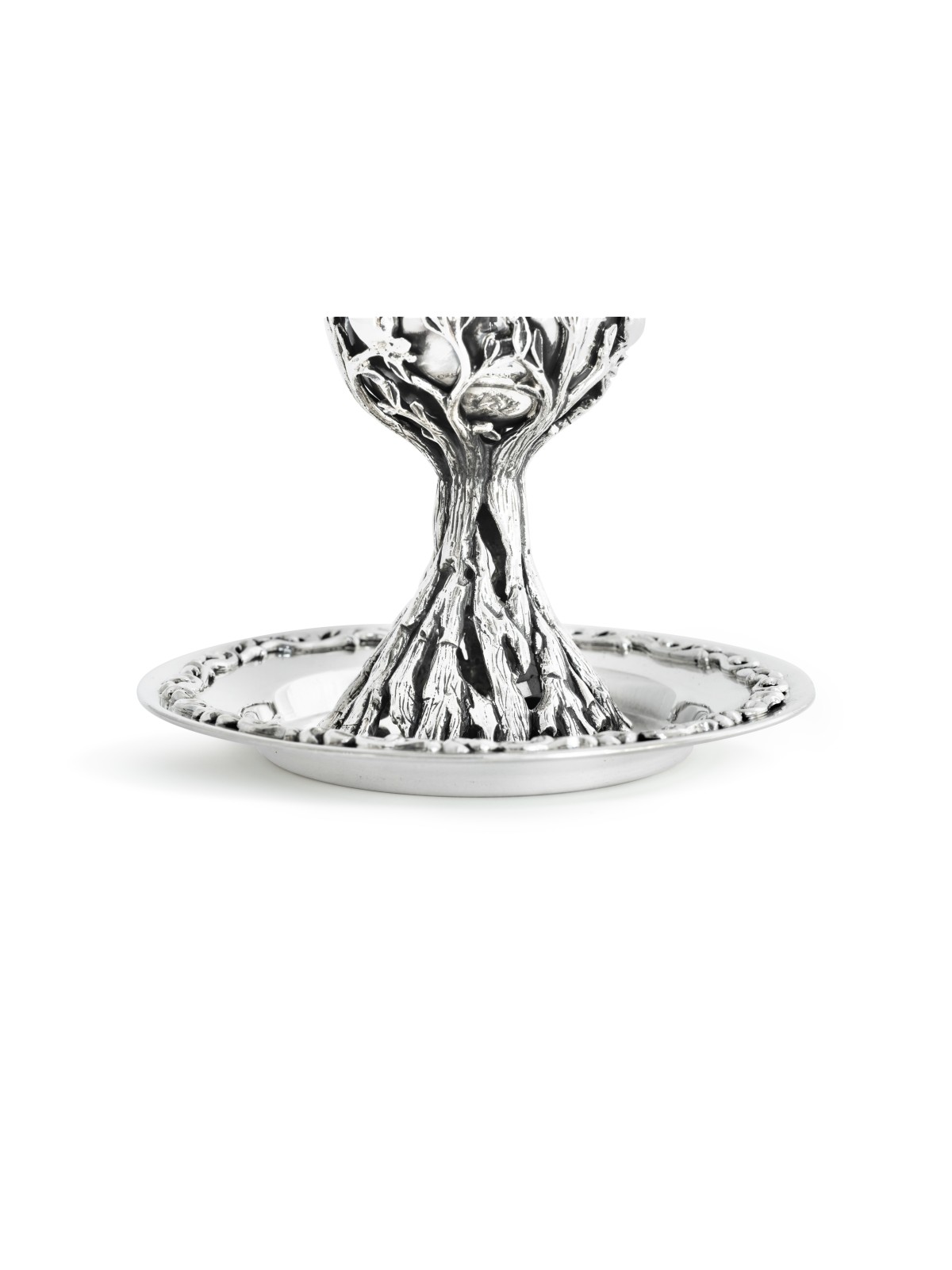 Kiddush Cup and Plate with Leaves Design , Passover Gifts , Israeli Ju