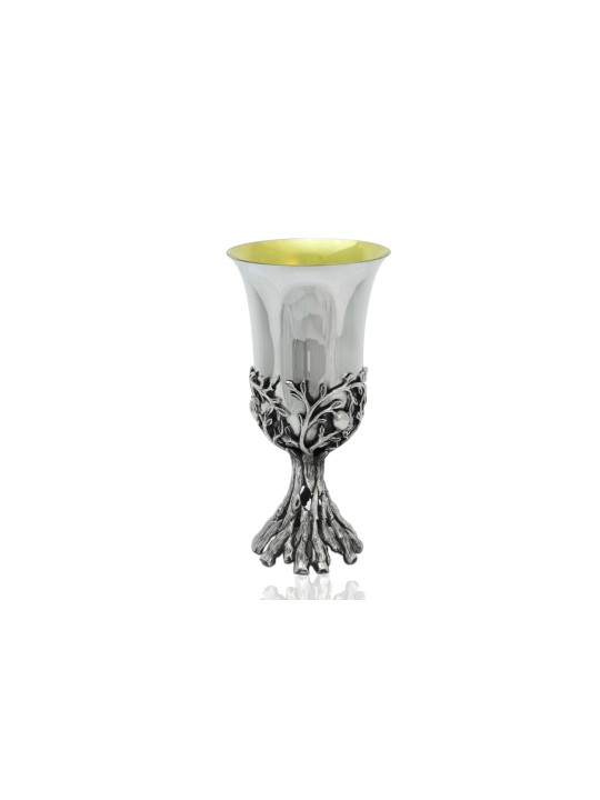 Kiddush Cup and Plate with Leaves Design , Passover Gifts , Israeli Ju