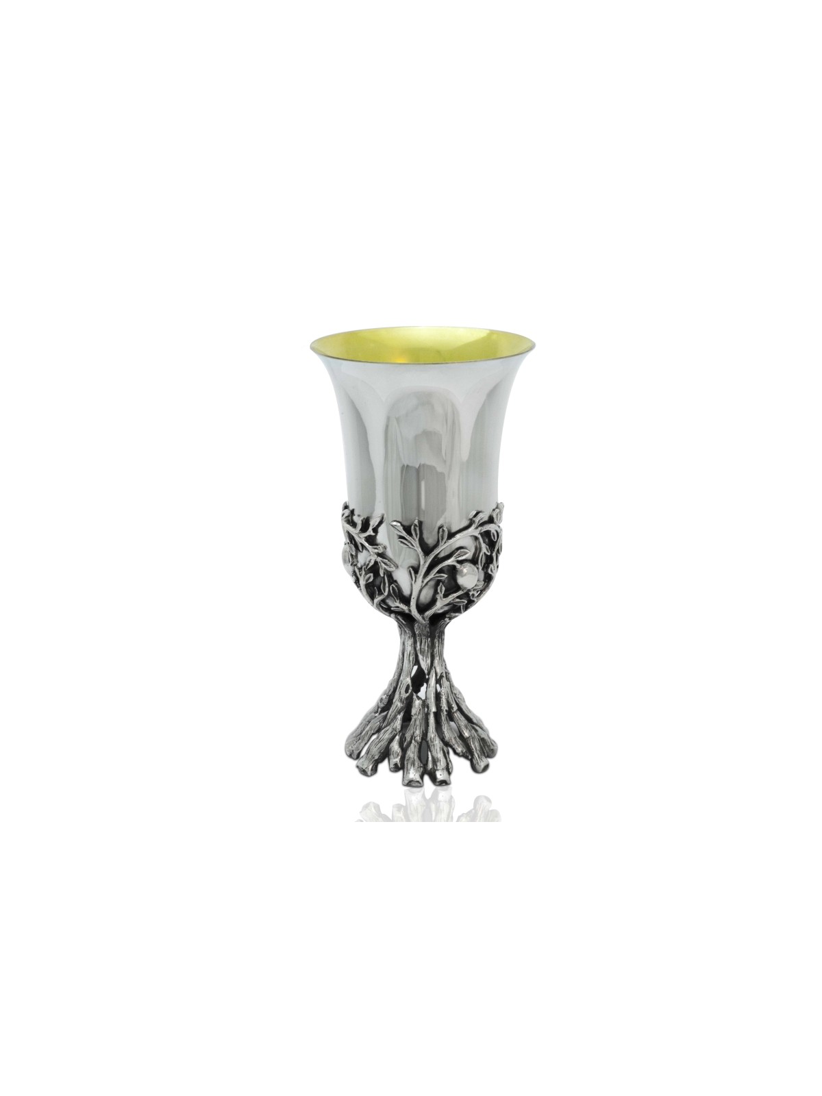 Kiddush Cup and Plate with Leaves Design , Passover Gifts , Israeli Ju