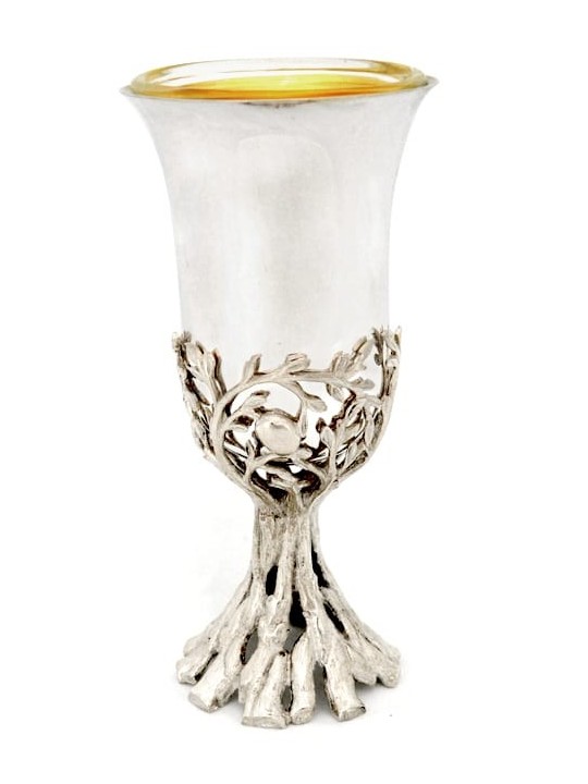 Coupe et assiette de Kiddouch avec motif de feuilles, cadeaux de Pâque, Ju israélien